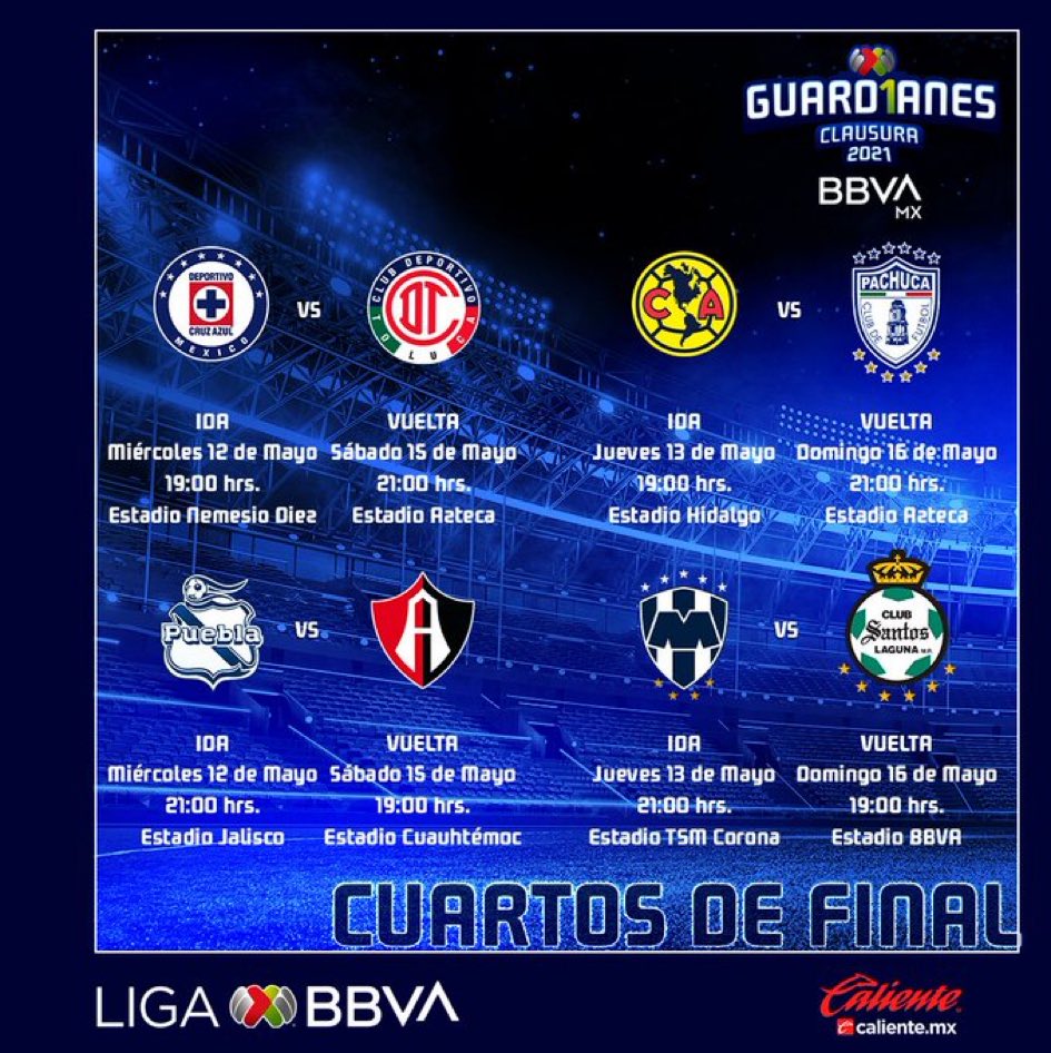 Definidos días y horarios para la liguilla del futbol mexicano